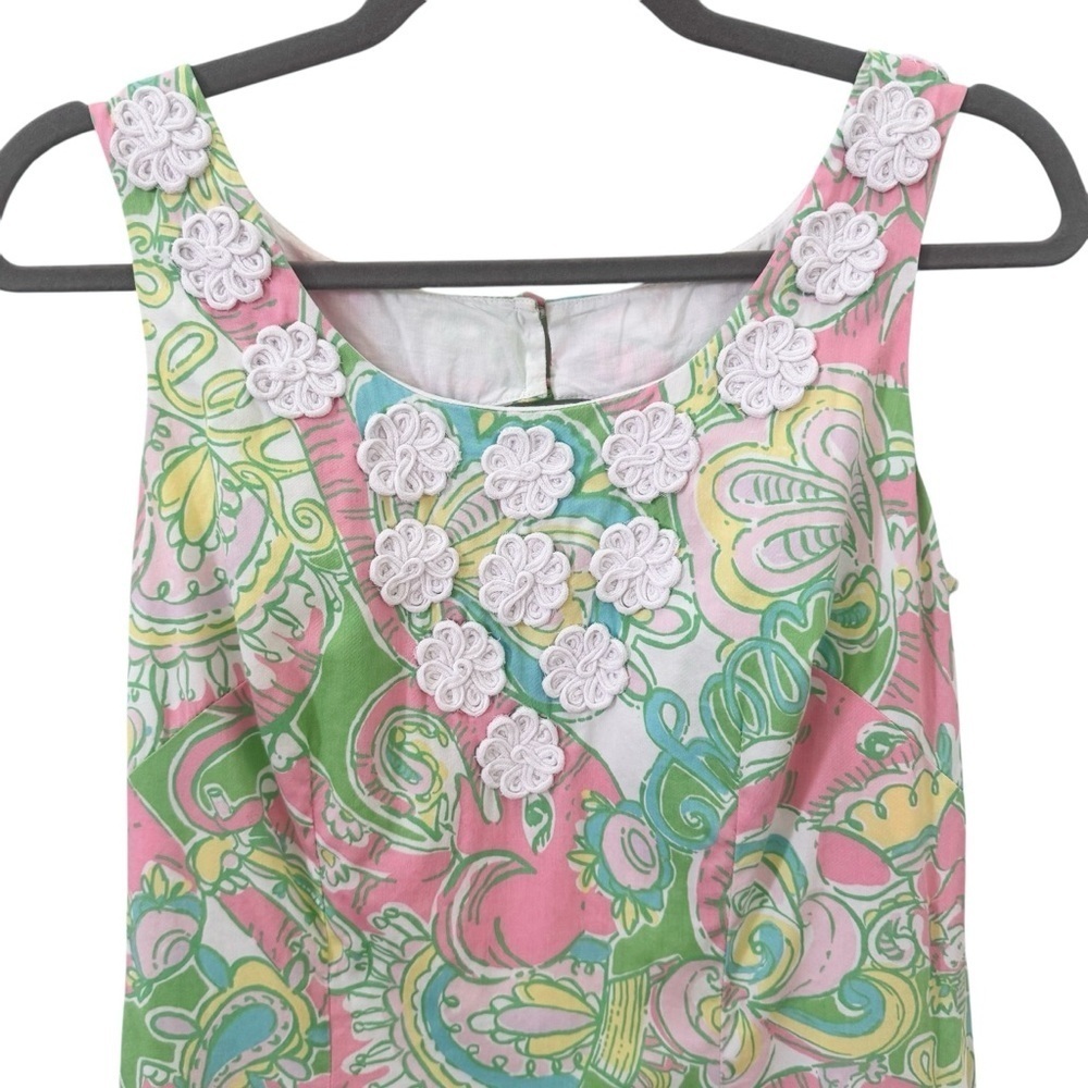 Lilly Pulitzer Chin Chin Elephant Print Nina Shift Dress Size 2 - Picture 3 of 9